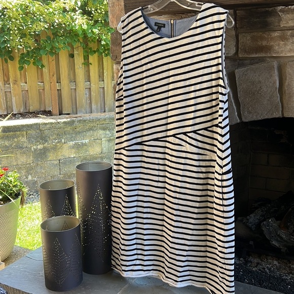 Talbots Stripped Sleeveless Dress XL With Pocket - Picture 1 of 5